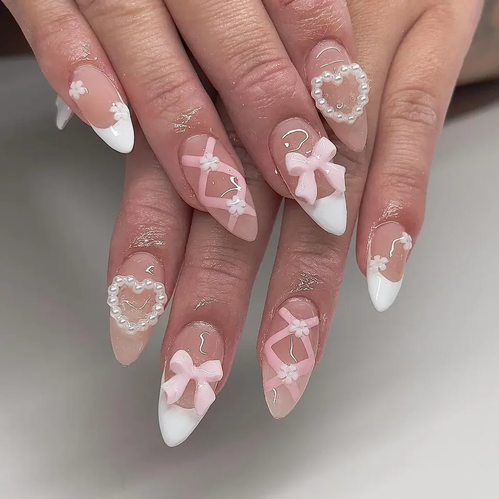 Pink and white nails