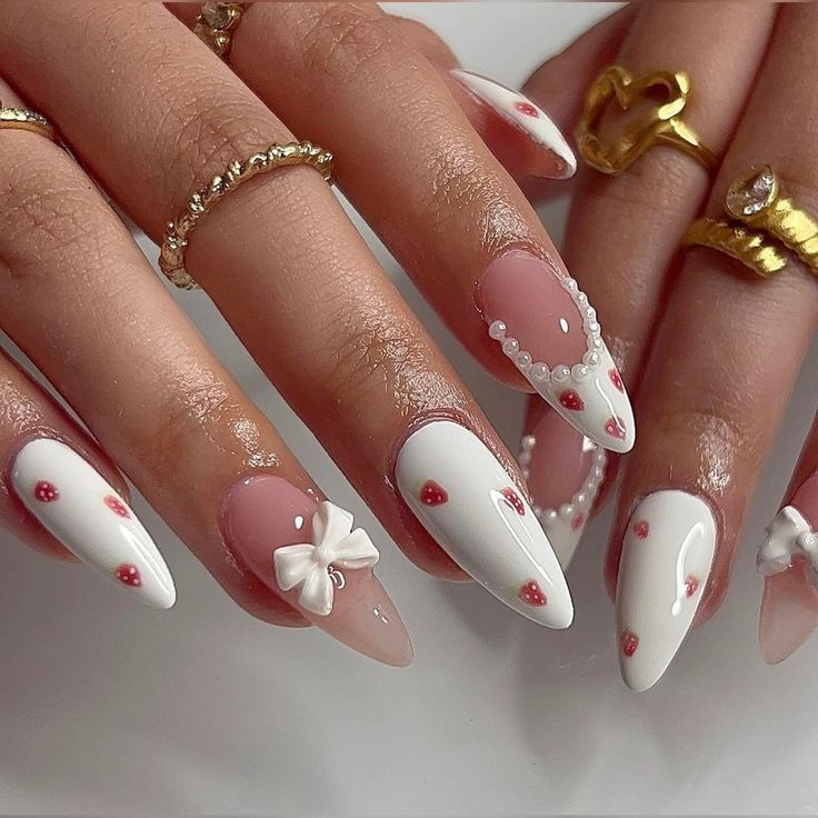 Pink and white nails