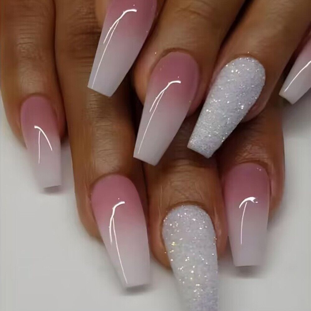 Pink and white nails