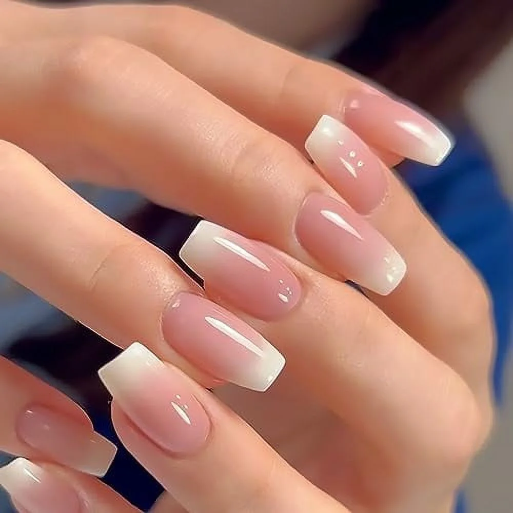 Pink and white nails