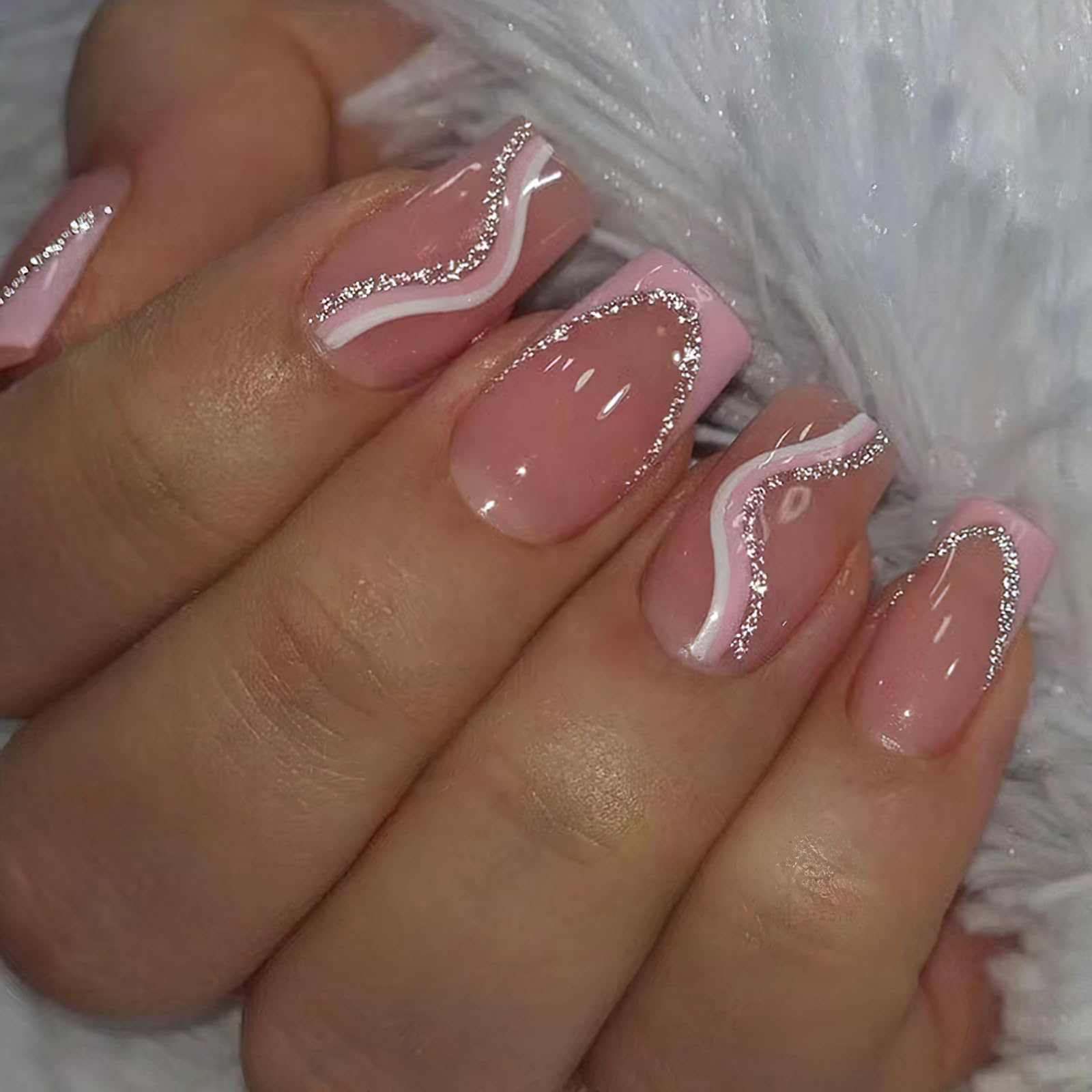 Pink and white nails